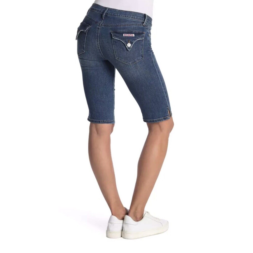 Hudson Viceroy Sz 28 Midrise Knee Bermuda Stretch Shorts Dark Denim Jorts EUC
